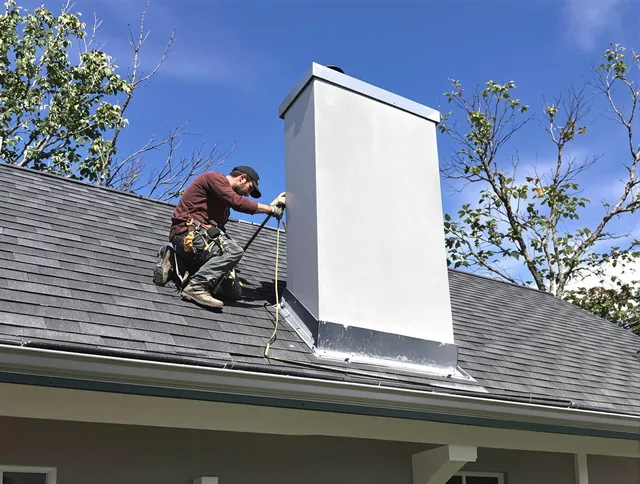 Gardena Chimney Sweep team member finishing chimney construction in Gardena, CA