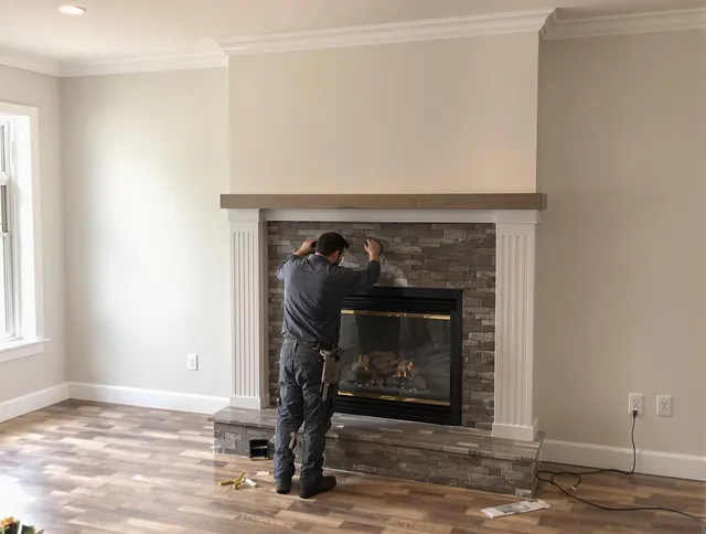 Gardena Chimney Sweep finishing a custom fireplace install in Gardena, CA
